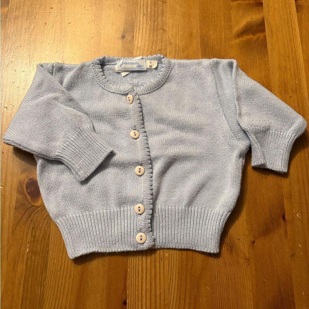 Vintage Jacadi Blue Cardigan Sweater Classic Knit